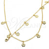 Oro Laminado Necklace and Bracelet, Gold Filled Style Flower Design, Polished, Golden Finish, 06.63.0210