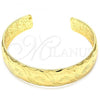 Oro Laminado Individual Bangle, Gold Filled Style Flower Design, Diamond Cutting Finish, Golden Finish, 07.168.0013
