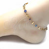 Oro Laminado Fancy Anklet, Gold Filled Style Evil Eye Design, Multicolor Resin Finish, Golden Finish, 03.326.0012.10