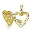 Oro Laminado Locket Pendant, Gold Filled Style Heart and Bow Design, Polished, Golden Finish, 05.117.0009