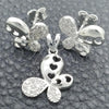 Sterling Silver Earring and Pendant Adult Set, Butterfly Design, Polished, Silver Finish, 10.398.0019