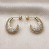 Oro Laminado Stud Earring, Gold Filled Style with White Cubic Zirconia, Polished, Golden Finish, 02.283.0290