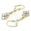 Oro Laminado Long Earring, Gold Filled Style with White Cubic Zirconia, Polished, Golden Finish, 02.213.0327