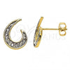 Oro Laminado Stud Earring, Gold Filled Style with White Crystal, Polished, Golden Finish, 02.59.0105