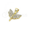 Oro Laminado Religious Pendant, Gold Filled Style Angel Design, with White Micro Pave, Polished, Golden Finish, 05.342.0025