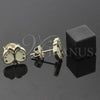Oro Laminado Stud Earring, Gold Filled Style Butterfly Design, Green Enamel Finish, Golden Finish, 02.64.0357 *PROMO*