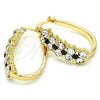 Oro Laminado Small Hoop, Gold Filled Style with Black and White Crystal, Polished, Golden Finish, 02.100.0101.2.20