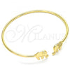 Oro Laminado Individual Bangle, Gold Filled Style Elephant Design, with White Micro Pave, Polished, Golden Finish, 07.156.0070