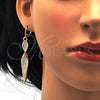 Oro Laminado Earring and Pendant Adult Set, Gold Filled Style with White Crystal, Polished, Golden Finish, 10.99.0010