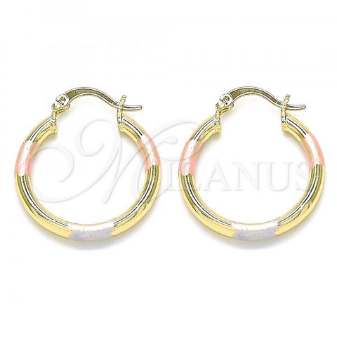 Oro Laminado Medium Hoop, Gold Filled Style Polished, Tricolor, 5.134.025.2.25