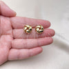 Oro Laminado Stud Earring, Gold Filled Style Love Knot Design, Polished, Golden Finish, 02.195.0265
