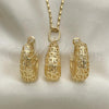 Oro Laminado Earring and Pendant Adult Set, Gold Filled Style Greek Key Design, Polished, Golden Finish, 10.163.0007