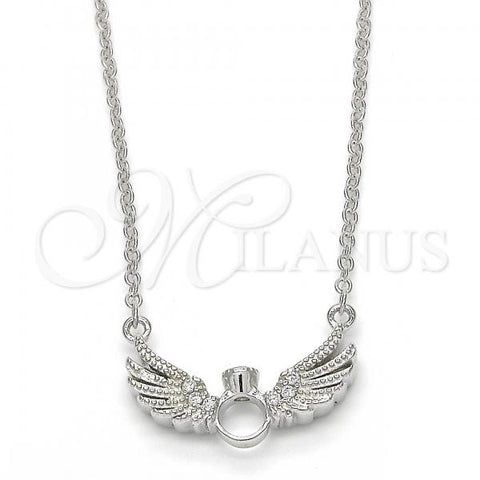 Sterling Silver Pendant Necklace, with White Cubic Zirconia and White Crystal, Polished, Rhodium Finish, 04.336.0005.16