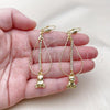 Oro Laminado Long Earring, Gold Filled Style Teddy Bear Design, with Cubic Zirconia, Golden Finish, 5.116.015
