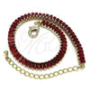 Oro Laminado Tennis Bracelet, Gold Filled Style with Garnet Cubic Zirconia, Polished, Golden Finish, 03.130.0008.1.07