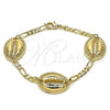 Oro Laminado Fancy Bracelet, Gold Filled Style Shell Design, Polished, Golden Finish, 03.63.2079.08