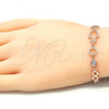 Sterling Silver Fancy Bracelet, Hand of God Design, with White Cubic Zirconia, Polished, Rose Gold Finish, 03.369.0001.1.07