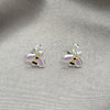 Sterling Silver Stud Earring, Bee Design, Pink Enamel Finish, Silver Finish, 02.406.0006.02