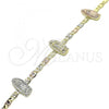 Oro Laminado Fancy Bracelet, Gold Filled Style Guadalupe Design, Polished, Tricolor, 03.380.0074.08