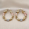 Oro Laminado Medium Hoop, Gold Filled Style and Hollow Polished, Tricolor, 02.170.0511.30