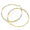 Oro Laminado Extra Large Hoop, Gold Filled Style Diamond Cutting Finish, Tricolor, 02.213.0245.70