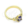 Oro Laminado Multi Stone Ring, Gold Filled Style with Amethyst and White Cubic Zirconia, Polished, Golden Finish, 01.284.0051.1.06