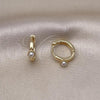 Oro Laminado Huggie Hoop, Gold Filled Style Ball Design, with Ivory Pearl, Polished, Golden Finish, 02.213.0642.14