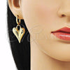 Oro Laminado Dangle Earring, Gold Filled Style Chunky and Hollow Design, Polished, Golden Finish, 02.341.0180