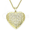 Oro Laminado Pendant Necklace, Gold Filled Style Heart Design, Polished, Golden Finish, 04.117.0038.18