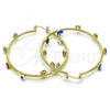 Oro Laminado Large Hoop, Gold Filled Style Evil Eye Design, Multicolor Enamel Finish, Golden Finish, 02.380.0106.2.50