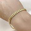 Stainless Steel Basic Bracelet, Curb Design, Polished, Golden Finish, 03.278.0015.1.09
