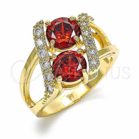 Oro Laminado Multi Stone Ring, Gold Filled Style with Garnet and White Cubic Zirconia, Polished, Golden Finish, 01.365.0003.09 (Size 9)