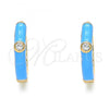 Oro Laminado Huggie Hoop, Gold Filled Style with White Cubic Zirconia, Turquoise Enamel Finish, Golden Finish, 02.213.0182.3.15