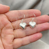 Sterling Silver Dangle Earring, Heart Design, Polished, Silver Finish, 02.399.0033