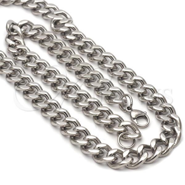 Stainless Steel Necklace and Bracelet, Steel Finish, 04.113.1737