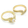 Oro Laminado Wedding Ring, Gold Filled Style Duo Design, Polished, Golden Finish, 01.284.0025.08 (Size 8)
