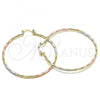 Oro Laminado Medium Hoop, Gold Filled Style Diamond Cutting Finish, Tricolor, 02.170.0297.50