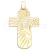 Oro Laminado Religious Pendant, Gold Filled Style Cross and Jesus Design, Polished, Golden Finish, 05.16.0136.1