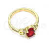 Oro Laminado Multi Stone Ring, Gold Filled Style with Garnet and White Cubic Zirconia, Polished, Golden Finish, 01.284.0051.08