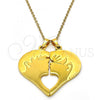Stainless Steel Fancy Pendant, Heart Design, Polished, Golden Finish, 05.116.0048