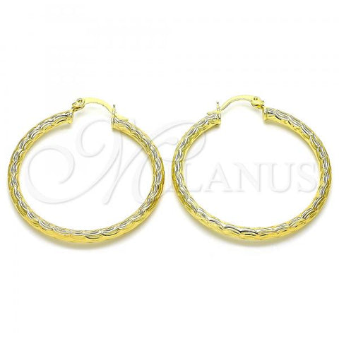 Oro Laminado Medium Hoop, Gold Filled Style Diamond Cutting Finish, Golden Finish, 02.213.0151.40