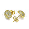 Oro Laminado Stud Earring, Gold Filled Style with White Micro Pave, Polished, Golden Finish, 02.342.0129