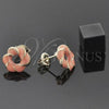 Oro Laminado Stud Earring, Gold Filled Style Love Knot Design, Orange Enamel Finish, Golden Finish, 5.126.020 *PROMO*