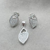 Sterling Silver Earring and Pendant Adult Set, Teardrop Design, Polished, Silver Finish, 10.398.0026