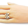 Oro Laminado Multi Stone Ring, Gold Filled Style Bow Design, with White Cubic Zirconia, Polished, Golden Finish, 01.60.0022