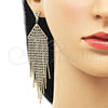 Oro Laminado Long Earring, Gold Filled Style with White Crystal, Polished, Golden Finish, 02.268.0104
