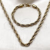 Stainless Steel Necklace and Bracelet, Rope Design, Polished, Golden Finish, 06.435.0005