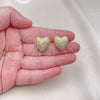 Oro Laminado Stud Earring, Gold Filled Style Heart Design, Matte Finish, Golden Finish, 02.195.0276