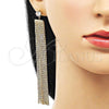 Oro Laminado Long Earring, Gold Filled Style with White Crystal and White Cubic Zirconia, Polished, Golden Finish, 02.268.0105