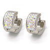 Stainless Steel Huggie Hoop, with  Crystal, Polished, Steel Finish, 02.230.0018.15